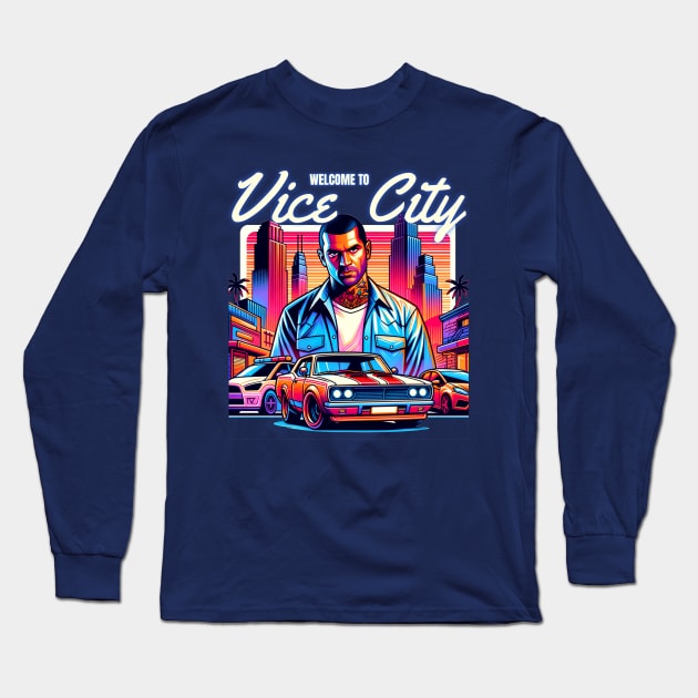 Vice City GTA grand theft auto Long Sleeve T-Shirt by YNWA Apparel